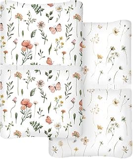Changing Pad Cover for Baby Boys Girls 2 Pack, Fits Standard 32”×16” Changing Table Pads, Silky Breathable Stretch Knit, Machine Washable (Butterfly Garden)