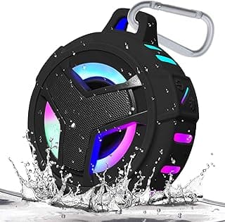 EBODA Bluetooth Shower Waterproof Speaker Portable Gifts for Kayak Teens | IP67 Small Mini Speakers with LED Light, Floating, 2000mAh, True Wireless Stereo for Hiking, Beach, Stuff for Boys Men-Black