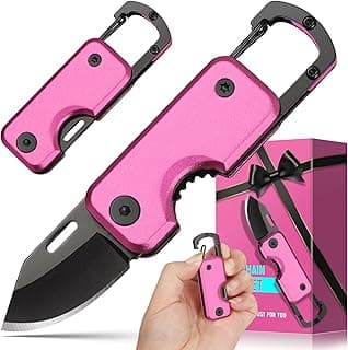 Pink Folding Pocket Knife Gifts for Women - Stocking Stuffers for Women, Small Multitool Box Cutter with 1.5inch Blade - Christmas Birthday Gifts - Edc Keychain Gadgets for Hiking, Camping, Fishing