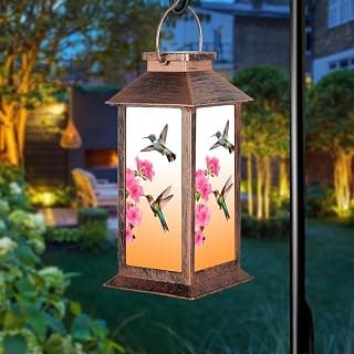 Solar Lanterns Outdoor Waterproof Garden Decor Birthday Gifts for Women Mom Grandma Sister, Hanging LED Plastic Solar Lights Outside Gardening Decorations for Yard Patio Backyard - Hummingbird