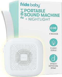 White Noise with 5 Soothing Sounds & 3 Nightlight Modes, Travel-Ready, Attaches to Strollers