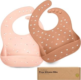 KeaBabies 2-Pack Silicone Bibs for Babies, Toddlers Girl, Boy (Butterflies) | Sturdy Food-Grade Baby Bibs for Eating, Large Food Catcher, Easy Clean & Put On, Waterproof Baby Feeding Essentials, BPA-Free