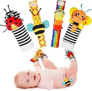 Soft crinkle textures, encourages reaching and kicking, garden bug characters, newborn shower gift, boys and girls