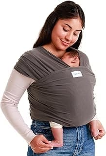 Sleepy Wrap Stretchy Ergonomic Baby Carrier Sling for Newborns to Toddlers - Hands-Free Lightweight Baby Wrap 7-35 lbs (Dark Gray)