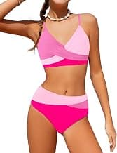 WIQI Girls Swimsuit Bikini Set 2 Piece Bathing Suits Color Block Criss Cross Swimwear Size 9-16