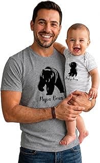 Papa Bear Dad Baby Matching Shirt Bodysuit Funny Father's Day Set