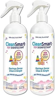 CleanSmart Toy Disinfectant, Hypochlorous Acid Spray, 16 oz (2 pack) | Kills 99.9% of Viruses, Bacteria and Germs on toys, pacifiers, teethers, sippy cups, bath toys, approved for day care centers