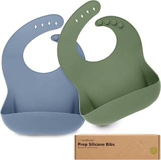 Sturdy Food-Grade Silicone Baby Bibs for Eating, Large Food Catcher Pocket, Easy Clean Waterproof Baby Feeding Bibs, BPA-Free