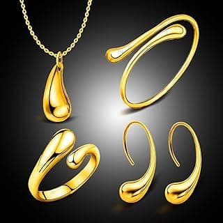 4Pcs Fashion Teardrop Jewelry Set For Women Simple Ring Necklace Bracelet Earrings Set For Banquet Wedding Jewelry