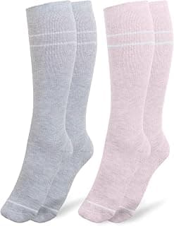 High compression soft stretchy stockings with a cushioned sole. Graduated moisture wicking support for all day comfort
