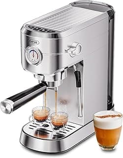 BPA-free;34oz Water Tank;Built-in Pressure Gauge;with Compatible Accessories;Can Make Americano;Easy to Clean;with Steam Wand