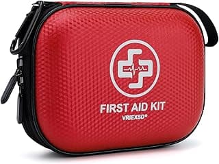 Mini First Aid Kit - 150 Piece Small Waterproof Hard Shell Medical Kit | Compact First Aid Kit with Comprehensive Supplies for Home, Car, Travel, Camping, Truck, Hiking, Sports, Office, Outdoor(Red)