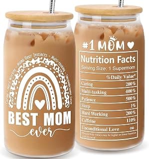 Gifts for Mom from Daughter Son, Can Glass Cups with Lids and Straws - 16OZ | Mothers Day Personalized Gifts for Mom Woman on Christmas Thanks Giving Anniversary Birthday, Presents for Wife from Husband