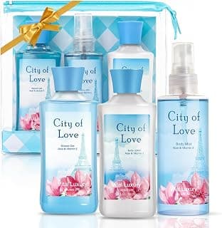 Bath and Body Gift Set for Women, City of Love 3PCS Spa Set with Shower Gel, Body Lotion & Body Mist, 3 fl oz Each, Self Care Spa Gift for Her, Mom, Sister, Grandma, Friends