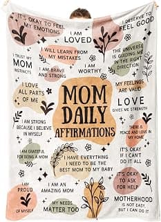 BaubleDazz New Mom Gifts Blanket, Mom Daily Affirmations(50" x 60") | Postpartum Pregnancy Gifts for First Time Moms, Mommy to Be, Mama, New Mom Essentials, Birthday Gifts for Mom