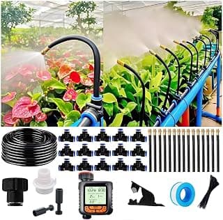 This Solves the Problem: Drip Irrigation Kit Automatic Watering System for Potted Plants, 360 Degree Adjustable Copper Micro Sprinklers, Quick Connect Tubing Fittings for Garden, Lawn, Patio, Balcony(Timer Ⅱ)