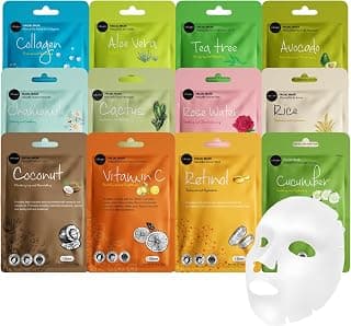 Celavi Korean Face Mask Sheet Set, Spa Masks for Women, 12 Pack B