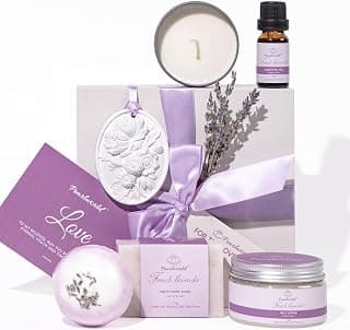 Lavender Spa Set for Women, Bath Set Self Care for Women, Nourishing 7 Piece Home Spa Set, Birthday Gift and a Gift For Mom