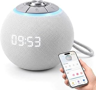 All in one Baby Sound Machine, 23 Soothing Sounds, Timer, Rechargeable, App Control, Portable for Nursery, Bedroom, Grey