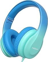 JoySpark Kids Headphones for School Toddler, 3.5mm Jack, Gradient Blue | Foldable 85dBA Volume Limiter, Adjustable, Stereo Sound, Kids Wired Headphones Over-Ear for Boys Girls Entertainment Travel