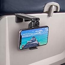 Perilogics Universal Airplane Phone Holder Mount, Plane Travel Essentials | In-Flight Phone Stand for Travel, Hands-Free Cell Phone Holder with Dual 360°Rotation, Travel Accessory for Flights, Black