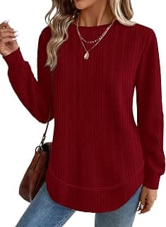 Trending on Amazon: Tunic Tops for Women Loose Fit Dressy Long Sleeve Shirts Womens Sweaters Crew Neck Fall Clothing with Curved Hem