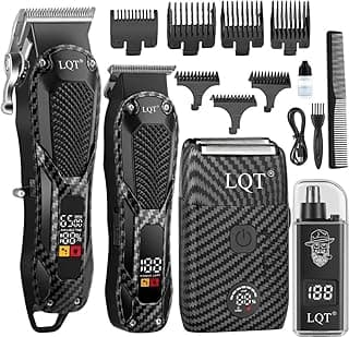 Professional Hair Clippers for Men Rechargeable Cordless Beard Trimmer & Electric Shaver, Hair Cutting Kit with LCD Display Gift for Dad, Husband, Men