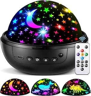 with Remote Control, Dimmable, 1/2/4hrs Timer, Silent Rotation, Stay All Night, for Boys or Girls 2-4, Birthday, for Bedroom