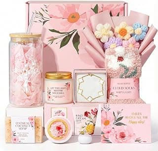 Gifts for Women, 9pcs Happy Birthday Gifts for Women, Christmas Ideas Mothers Day Gift Baskets Unique Rose Self Care Set Valentines Day Gift for Her Mom Sister Wife Friend Friendship Teacher