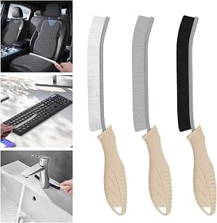 Cleaning Brush Set 3 Pcs with Soft Bristle and Hard Bristle Crevice | Grout Brush, Auto Vent Cleaning, Wheel Cleaning, Cleaning tool for Kitchen and House Use, Sinks, Shower, Tile, Toilet, Window