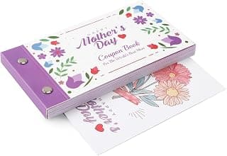 JULEASEL Fun Coupon Book for Mom from Daughter, Unique Mom Gifts for Mother’s Birthday from Kids, 20 Fun Floral Vouchers + 10 Blank DIY Sheets, Thoughtful Gifts For Mother Grandmother