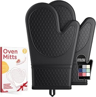 2 Pack Oven Gloves with Soft Lining, Non-Slip and Heat Resistant, Great Gift for Cooking, Baking