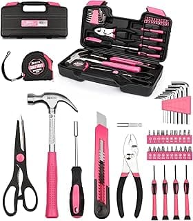 Pink 40-Piece Tool Set with Toolbox for Women, Home | Durable Steel Construction, Ergonomic Non-Slip Handles, Organized Storage, Everyday Home Repair, DIY Maintenance Essentials