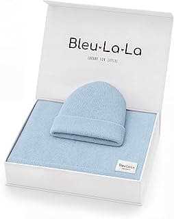 Baby Gift Set - Organic Cotton Newborn Blanket Essentials, Thoughtful Baby Shower & New Baby Gift for Boys & Girls (Luxe - Sky Blue)