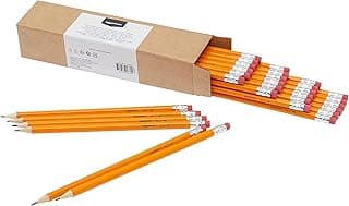 Amazon Basics Wood-Cased #2 HB School Pencils with Erasers for Writing and Drawing, Pre-sharpened, Soft Strong Lead, Orange, 30 Count