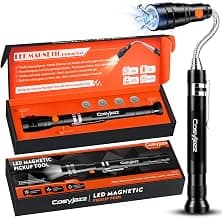 Magnetic Pickup Tool, Cosyjazz Magnetic Flashlight Telescoping Magnet with LED Flashlight and Extendable Neck, Cool Gadget Birthday Gifts for Men, Dad, Husband, Mechanic, Tech, Handyman