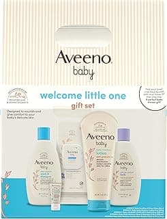Price Drop: Aveeno Baby Welcome Little One Gift Set, Skincare Set with Nourishing Body Wash & Shampoo, Calming Bath Wash, All Over Wipes, Daily Moisturizing Lotion, & Balm, 5 Items