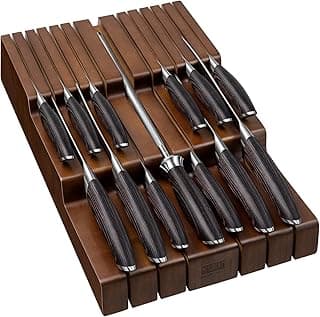 HOSHANHO Kitchen Knife Set with Block, 14PCS Ultra Sharp Knife Block Set | Professional Japanese High Carbon Stainless Steel Chef Knives Set with Sharpener in Knife Drawer Organizer, Ergonomic Handle