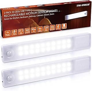 Motion Sensor Light Indoor Battery Operated Powered, USB Stick on LED Night Lamps, For Closet Stairs Kitchen Pantry Bedroom
