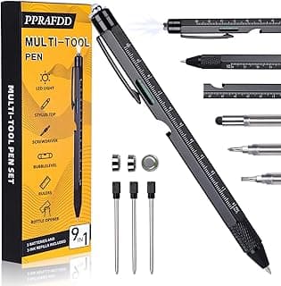 PPRAFDD 9 in 1 Multitool Pen, Mens Gift, Stocking Stuffers for Men | Cool Tools Gadgets, Birthday/Christmas/Fathers Day/Valentines Day Gifts for Men Dad Husband Him