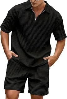Amazon Deal Alert: Mens 2-piece Summer Set 2026 Quarter Zip Shirt & Shorts Textured Casual Beach Outfit