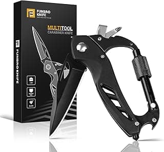 Stocking Stuffers Gifts for Men, EDC Carabiners with Folding Knives, Window Breaker and Screwdriver, Gear for Camping Hiking