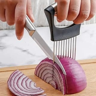 304 Stainless Steel Manual Fruit & Onion Cutter Tool with Handle - Multi-Purpose Vegetable Slicer for Potato, Tomato, Avocado, Eggs, Lemon & Meat, Essential Kitchen Gadget