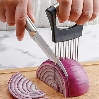 304 Stainless Steel Manual Fruit & Onion Cutter Tool with Handle - Multi-Purpose Vegetable Slicer for Potato, Tomato, Avocado, Eggs, Lemon & Meat, Essential Kitchen Gadget