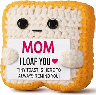 Mothers Day Pun Gift for Mom from Daughter Son- Handmade Cute Loaf Crochet Toast - I Love You Funny Presents for Moms Bonus Mamas Mother-in-Law Birthday, Valentine's Christmas Stocking Stuffers