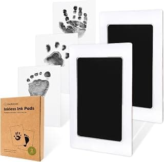 2pk Inkless Baby Hand and Footprint Kit, Mess Free Ink Pads (Jet Black, R) | Newborn Keepsake, Dog Nose, Paw Print Kit, Clean Touch Ink Pads, Baby Handprints Footprints Kit, New Mom Gifts