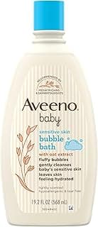 Aveeno Baby Sensitive Skin Bubble Bath with Oat Extract, Gently Cleanses and Leaves Skin Feeling Hydrated, Tear-Free Formula, Hypoallergenic, Paraben-, Phthalate-, Soap- & Dye-Free, 19.2 fl. Oz