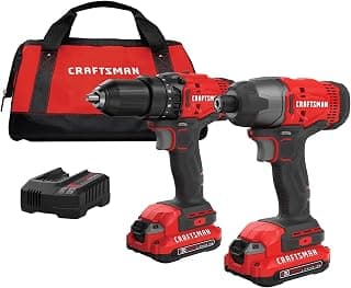 _SKIP_CRAFTSMAN V20 MAX Cordless Drill Driver and Impact Driver Set, Power Tool Set with 2 Batteries and Charger, LED Work Light, 2 Bits, Bag (CMCK200C2)
