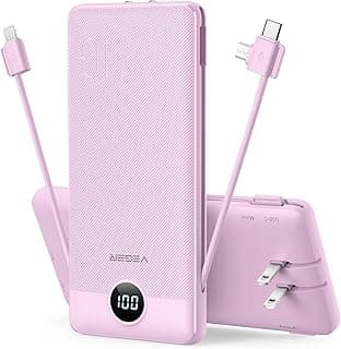 10000mAh,Ultra Slim&Compact,5 Outputs,LED Display,Power Bank for iPhone,Samsung,Travel Essentials for Camping Cruise Business