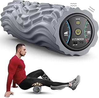 FITINDEX Vibrating Foam Roller for Exercise,5 Vibration Speeds,Rechargeable | Yoga Roller, Electric Roller for Deep Tissue Massage, Massge Foam Roller for Back, Legs & Shoulders, FSA Eligible HSA